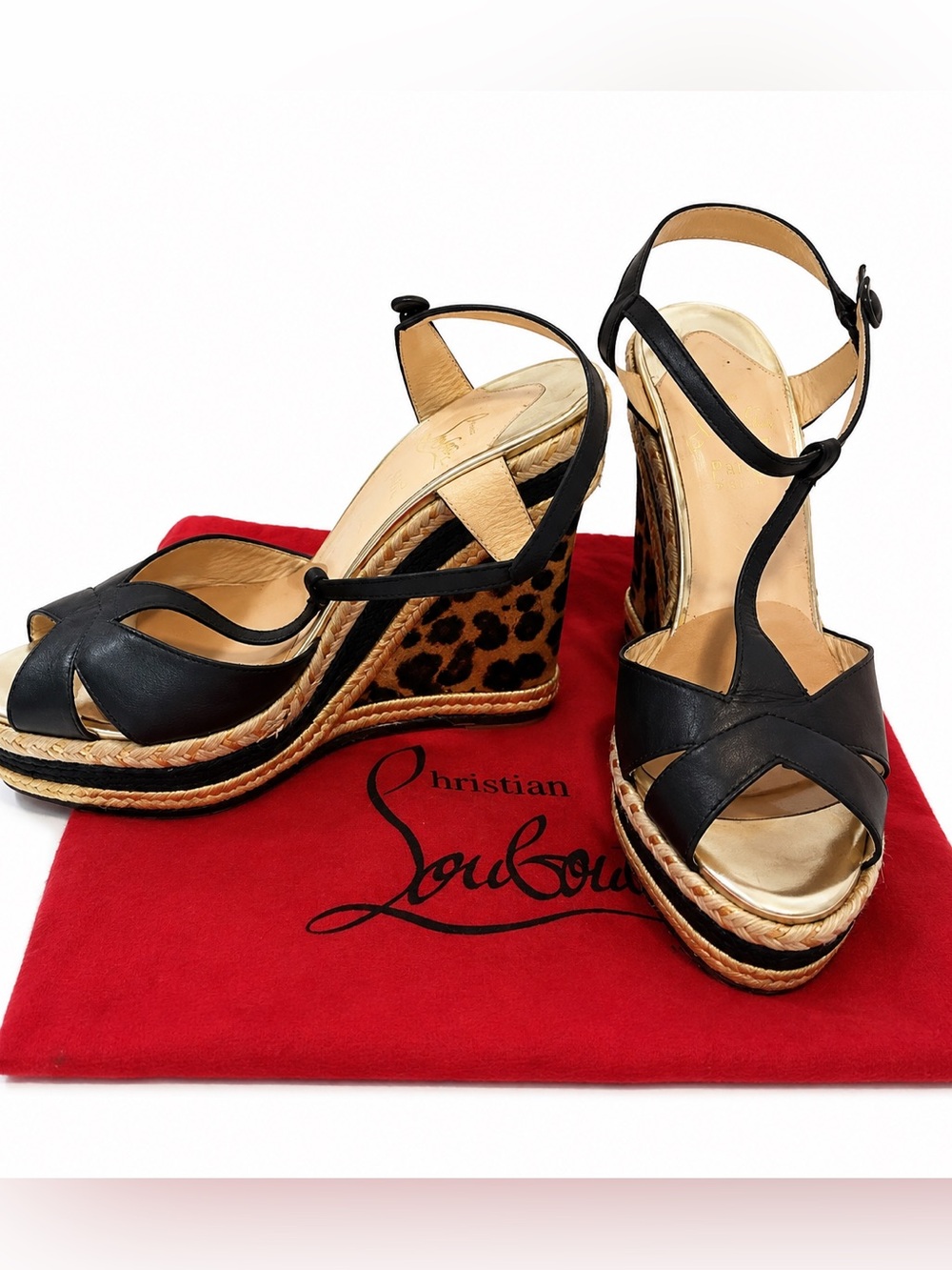 Christian Louboutin Trotolita leopard print wedge espadrilles